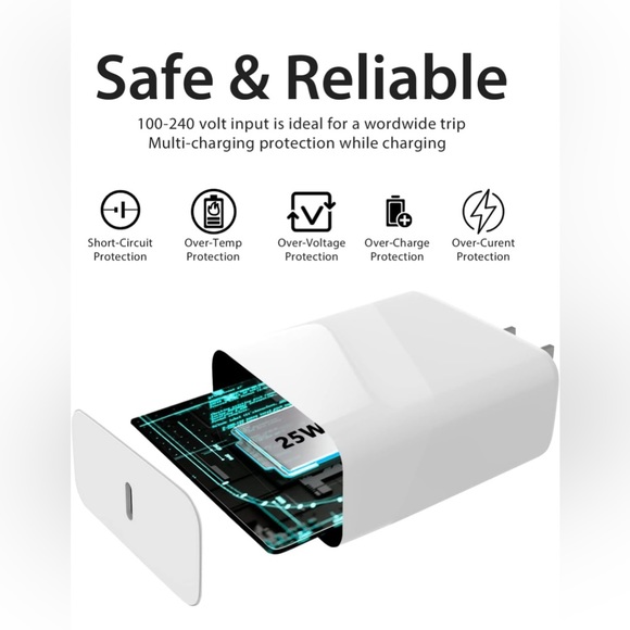 USB C Wall Charger 25W, Type C Fast Charger Block,PD 3.0 Port Power Adapter for - Picture 4 of 8